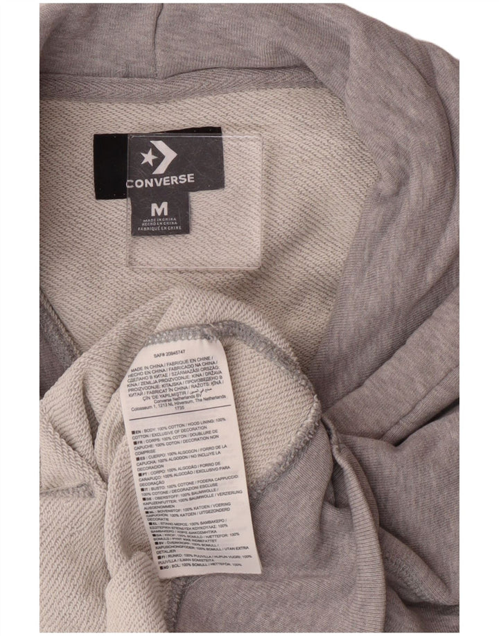 Converse Damen Crop Oversized Hoodie Pullover UK 14 Mittelgraue Baumwolle