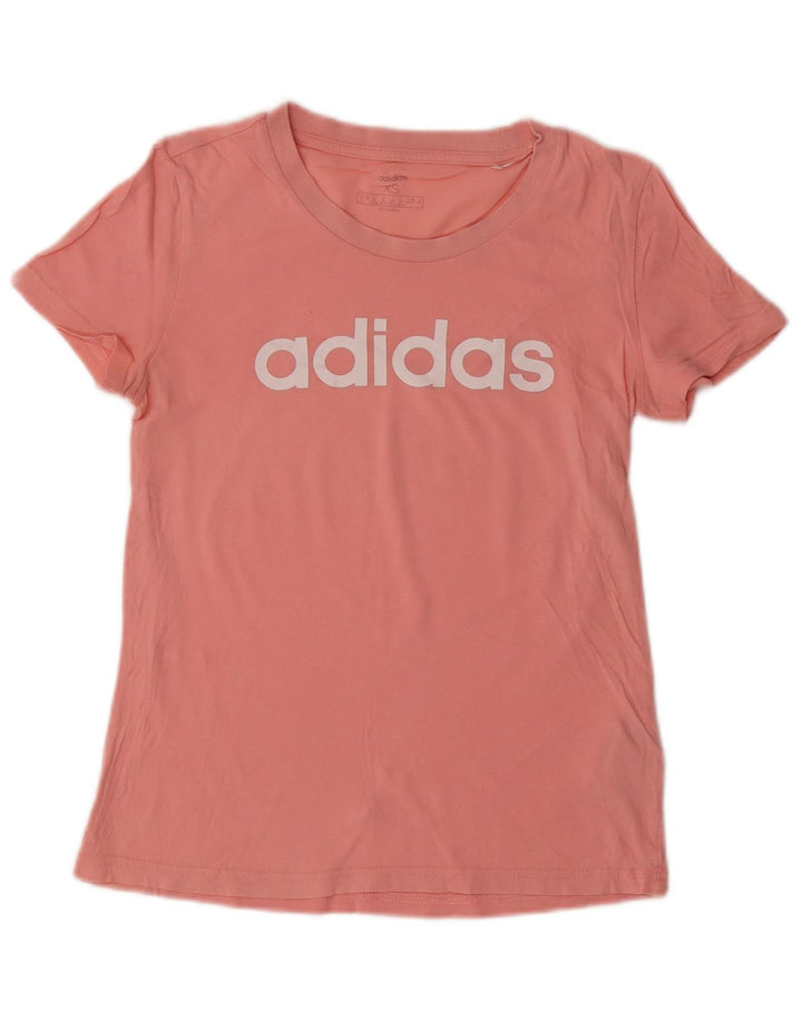 ADIDAS Damen Grafik T-Shirt Top UK 4/6 XS Rosa Baumwolle