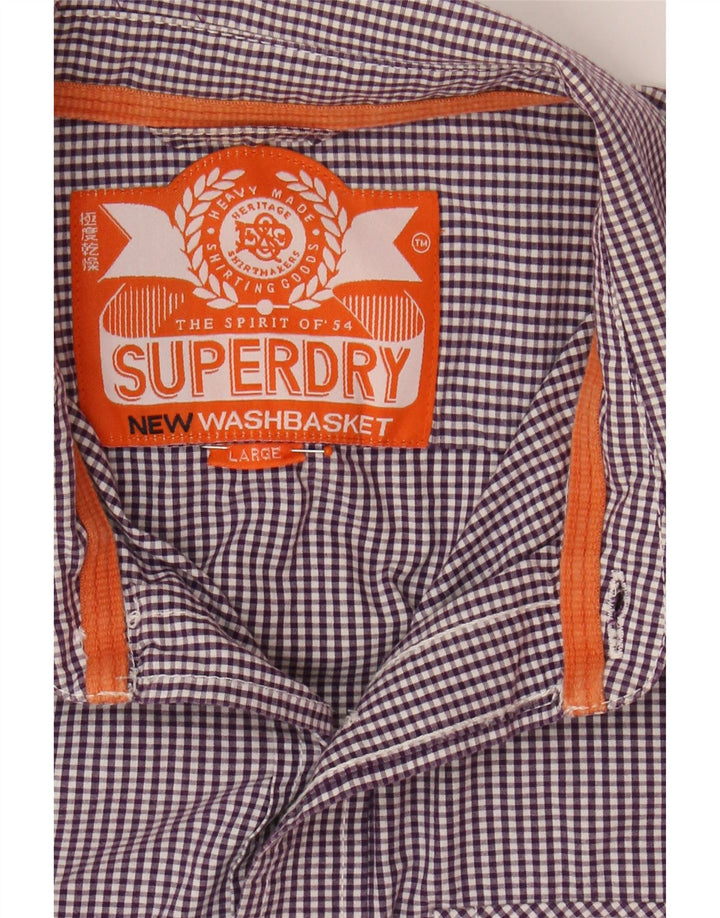 SUPERDRY Mens Shirt Large Purple Gingham Cotton Vintage Superdry and Second-Hand Superdry from Messina Hembry 