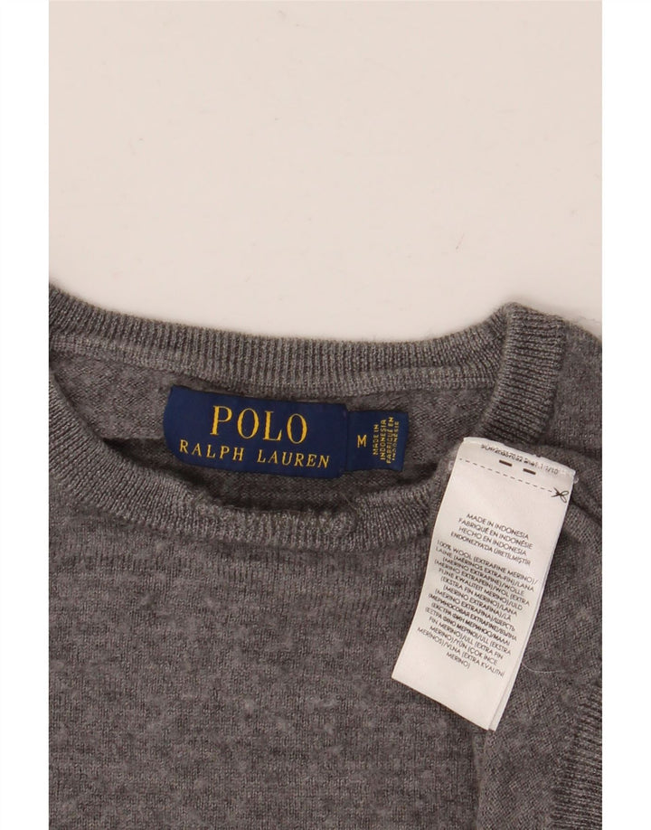 Polo Ralph Lauren Herren-Pullover mit Rundhalsausschnitt, mittelgraue Wolle