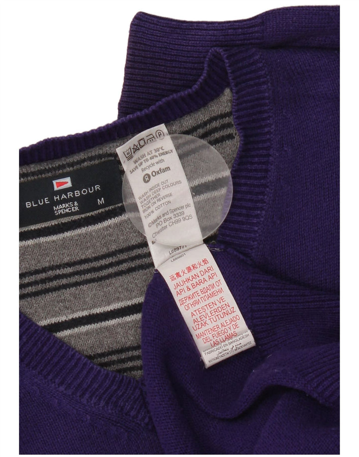 Marks & Spencer Herren Blauer Harbor-Pullover mit V-Ausschnitt Mittelviolett