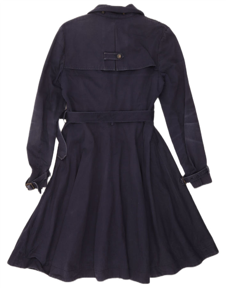 Hobbs Damen Trenchcoat UK 12 Medium Marineblau Baumwolle
