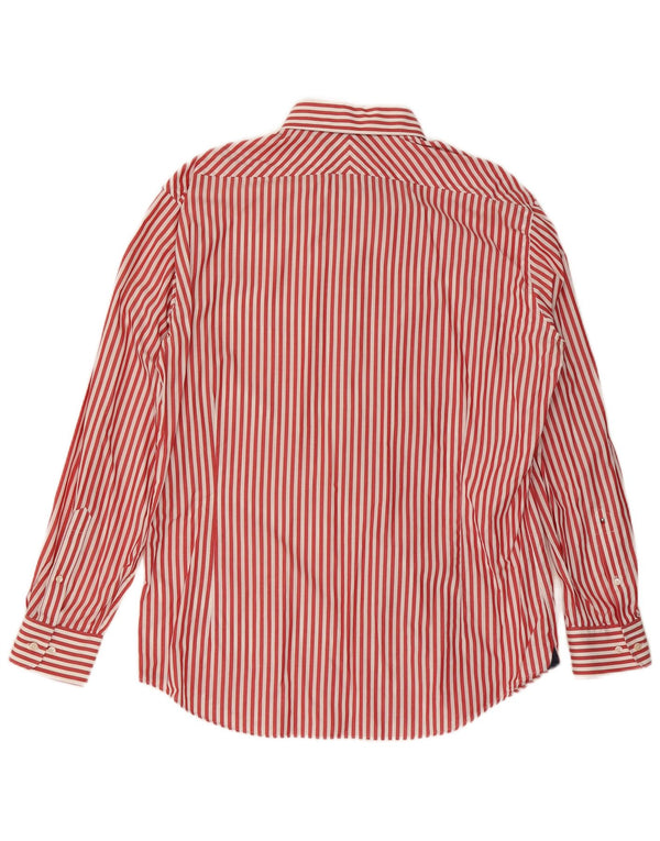 Tommy Hilfiger Herrenhemd Größe 43 17 XL rote Nadelstreifen-Baumwolle