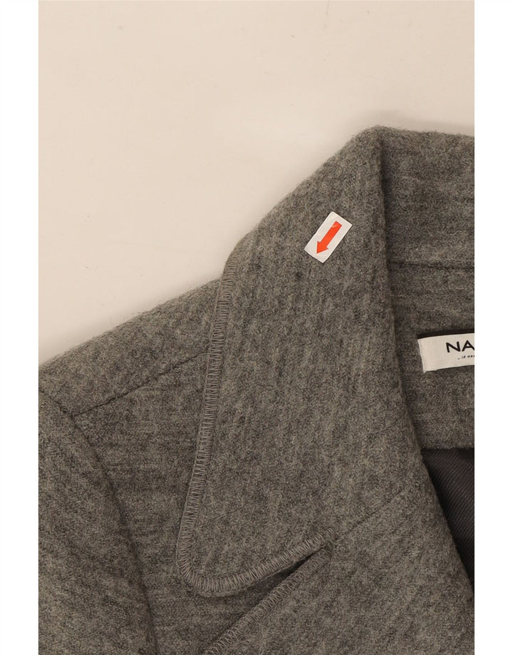 NAF NAF Womens Double Breasted Overcoat EU 40 Medium Grey Wool Vintage Naf Naf and Second-Hand Naf Naf from Messina Hembry 