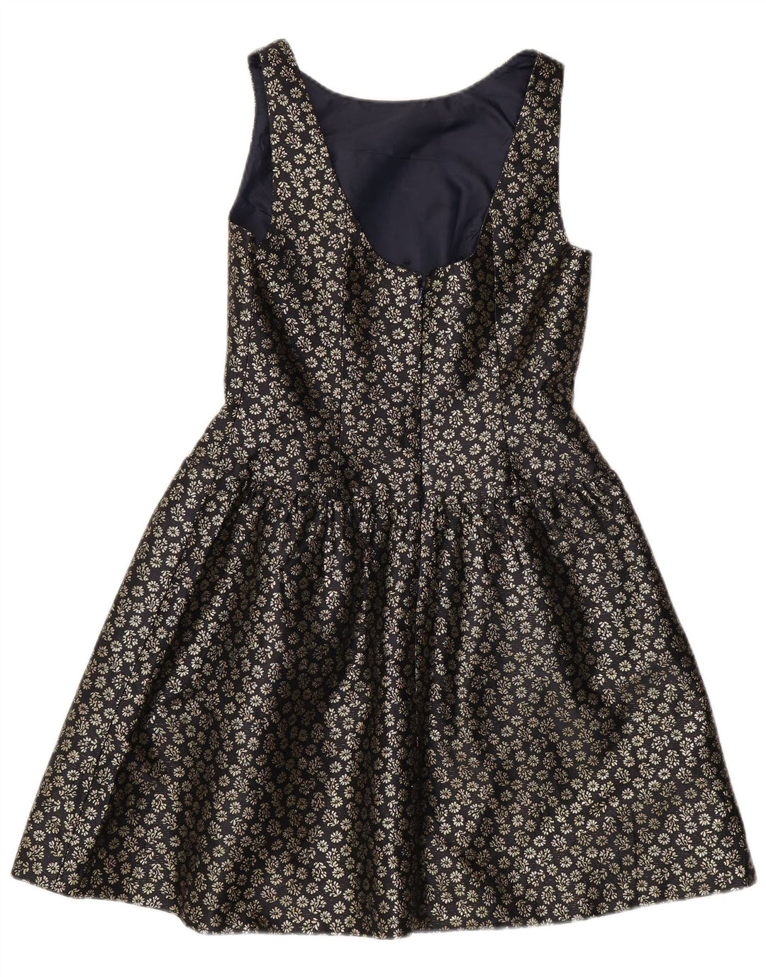 J. CREW Womens Sleeveless A-Line Dress US 6 Medium Black Floral Polyester