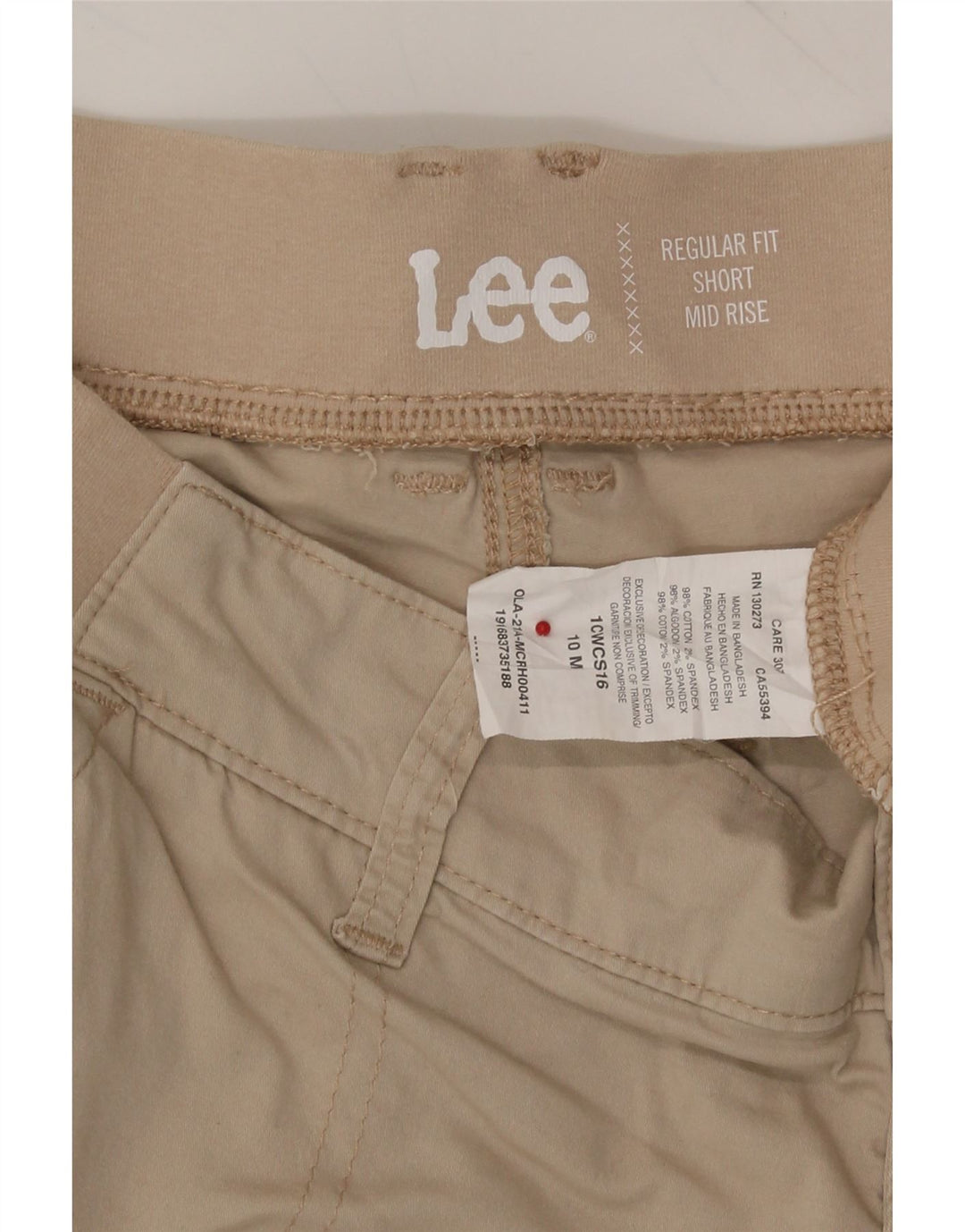 LEE Womens Mid Rise Regular Fit Cargo Shorts US 10 Large W32 Beige Cotton Vintage Lee and Second-Hand Lee from Messina Hembry 