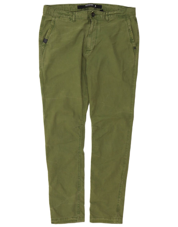Superdry Slim Chino-Hose für Herren, XL, W38, L32, grüne Baumwolle