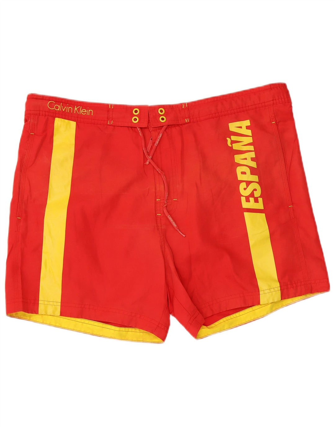 Calvin Klein Herren-Badeshorts mit Grafik, groß, rotes Farbblock-Polyester