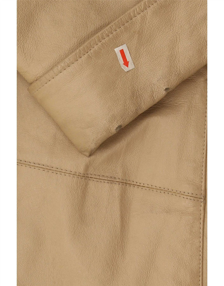 Vintage Damen Ledermantel EU 50 3XL Beige Classic