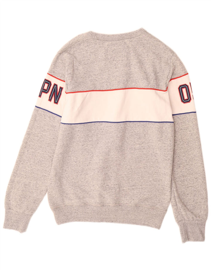 SUPERDRY Grafischer Herren-Sweatshirt-Pullover aus großer, grauer Colourblock-Baumwolle