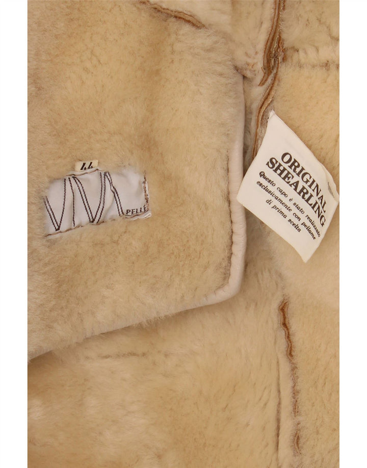 Vintage Damen Übergroßer Lammfellmantel IT 44 Mittelbraunes Lammfell