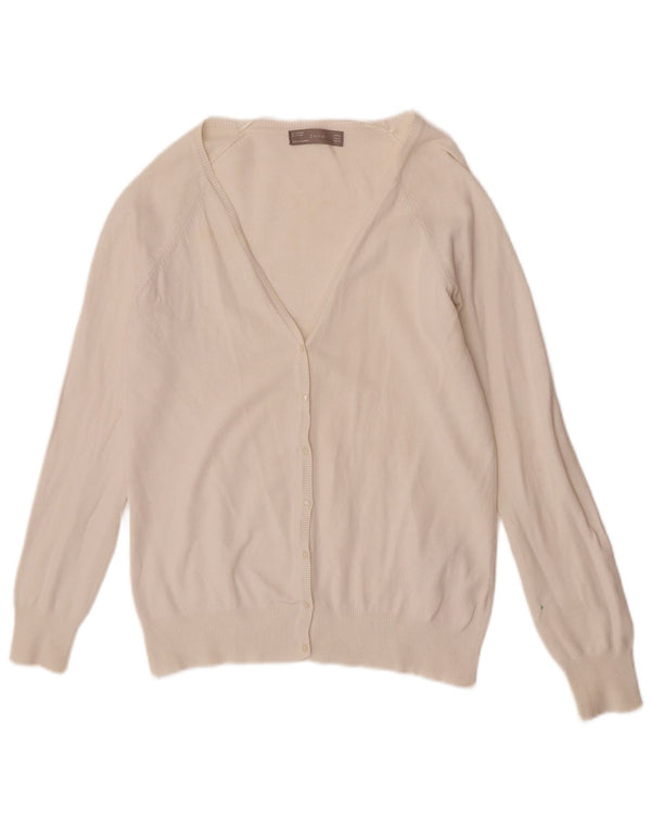 Zara Damen-Cardigan-Pullover UK 18 XL Weiße Baumwolle