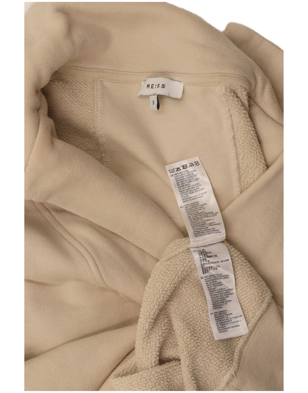 REISS Herren-Sweatshirt mit Rollkragen, Größe S, beige, Baumwolle