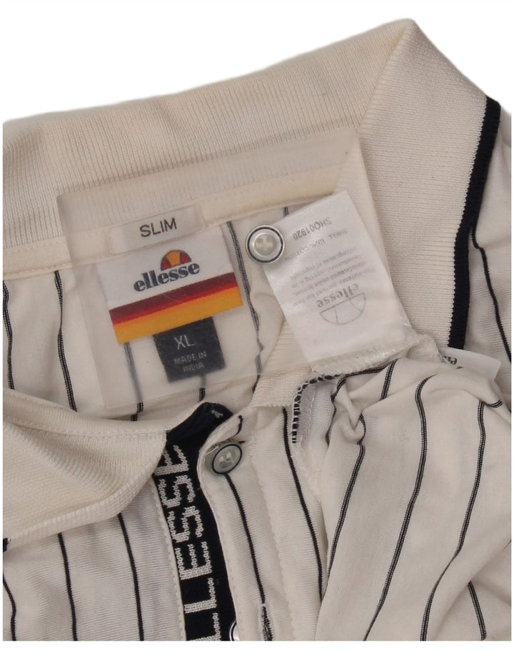 Ellesse Herren Slim Poloshirt XL weiß gestreift aus Baumwolle
