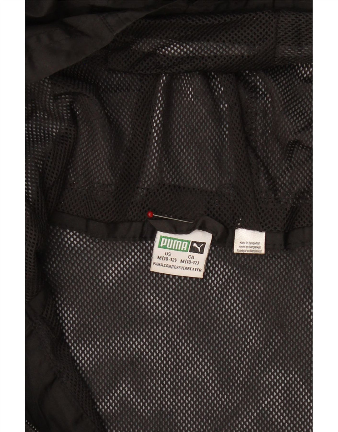 PUMA Boys Graphic Hooded Rain Jacket 10-11 Years Medium Black Polyester Vintage Puma and Second-Hand Puma from Messina Hembry 