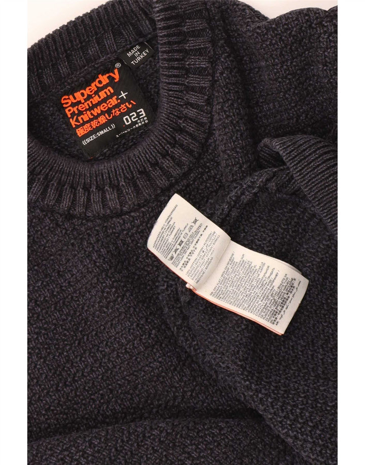 Superdry Herren-Pullover mit Rundhalsausschnitt, Größe S, marineblaue Baumwolle