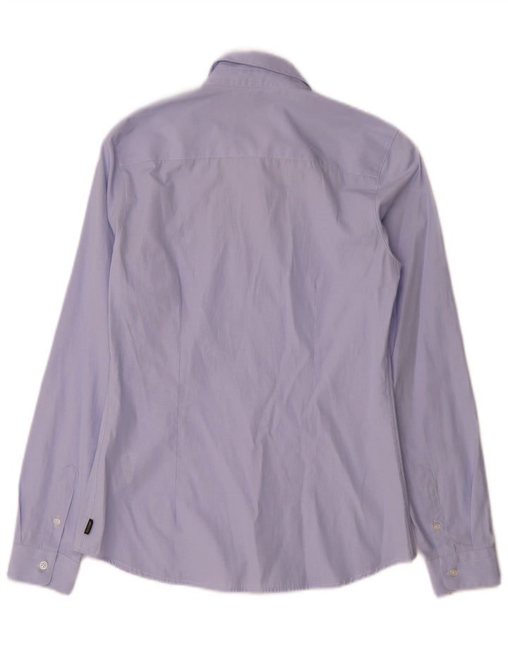 Musto Damenhemd UK 8 Small Blaue Nadelstreifen-Baumwolle