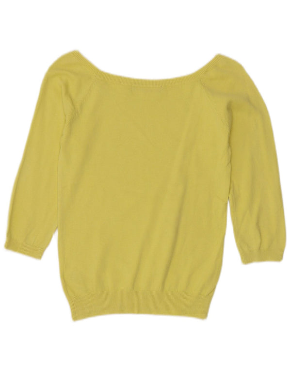 ZARA Damen Pullover, bauchfrei, 3/4-Ärmel, U-Boot-Ausschnitt, Gr. 8, Gelb
