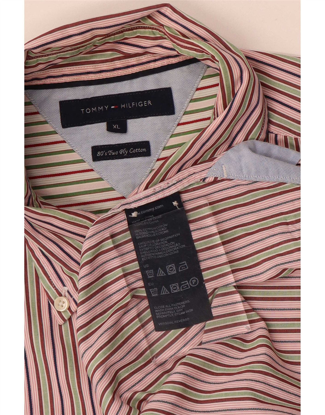 Tommy Hilfiger Herrenhemd XL Mehrfarbige Nadelstreifen-Baumwolle