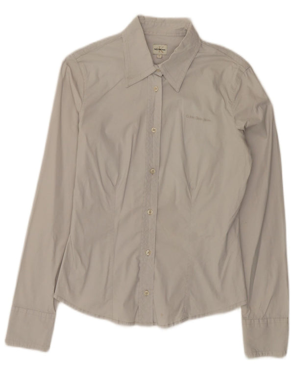 Calvin Klein Jeans Damen Hemd UK 12 Mittelgraue Baumwolle