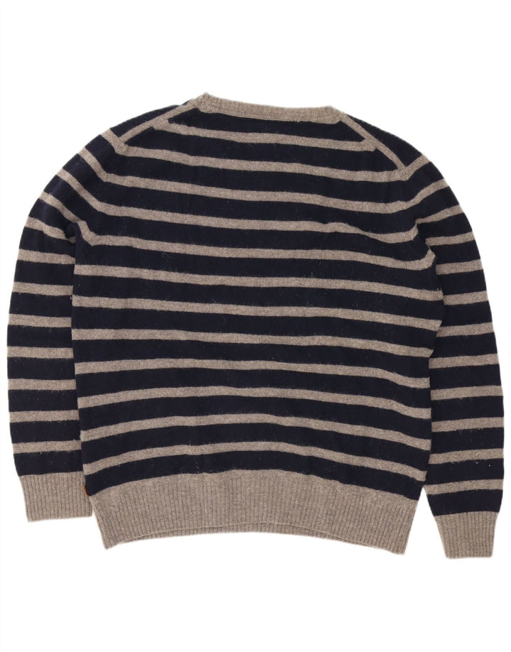 Marlboro Classics Herren-Pullover mit U-Boot-Ausschnitt, groß, marineblau gestreift