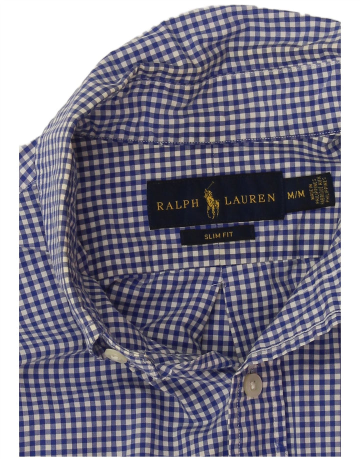 Ralph Lauren Slim-Fit-Hemd für Herren aus mittelblauer Gingham-Baumwolle