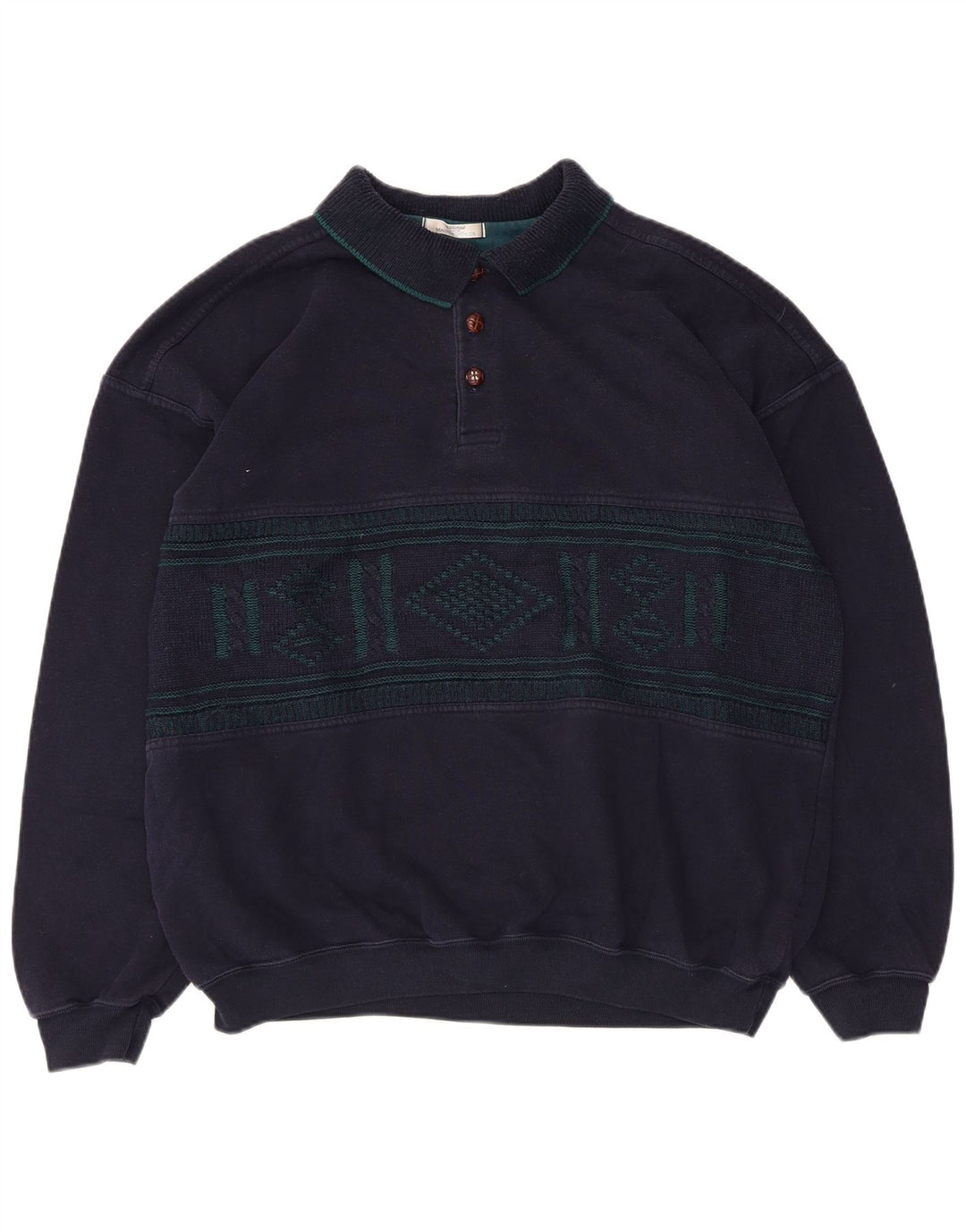 Marks & Spencer Herren-Sweatshirt-Pullover, groß, Marineblau mit Argyle-Muster/Diamantmuster