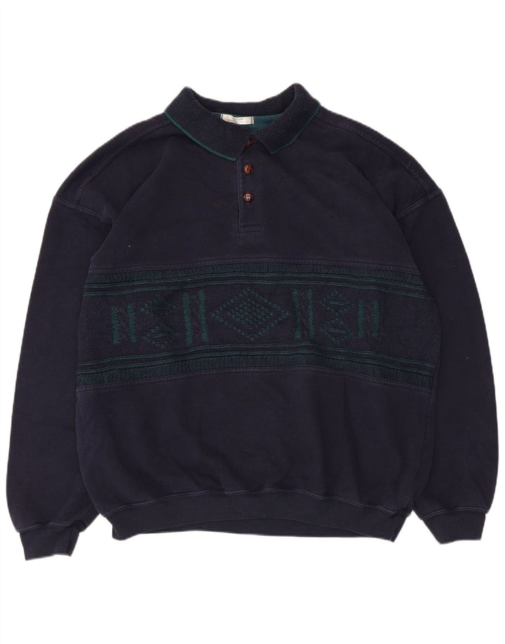 Marks & Spencer Herren-Sweatshirt-Pullover, groß, Marineblau mit Argyle-Muster/Diamantmuster