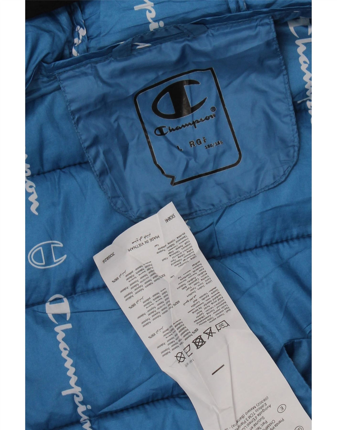 CHAMPION Wattierte Jungenjacke mit Kapuze, 11–12 Jahre, Größe L, Blau, Polyester