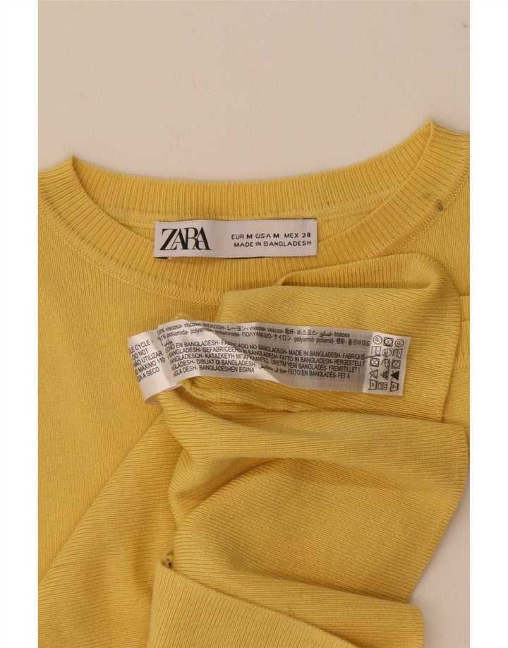 Zara Damen Crop Vest Top UK 12 Mittelgelbe Viskose