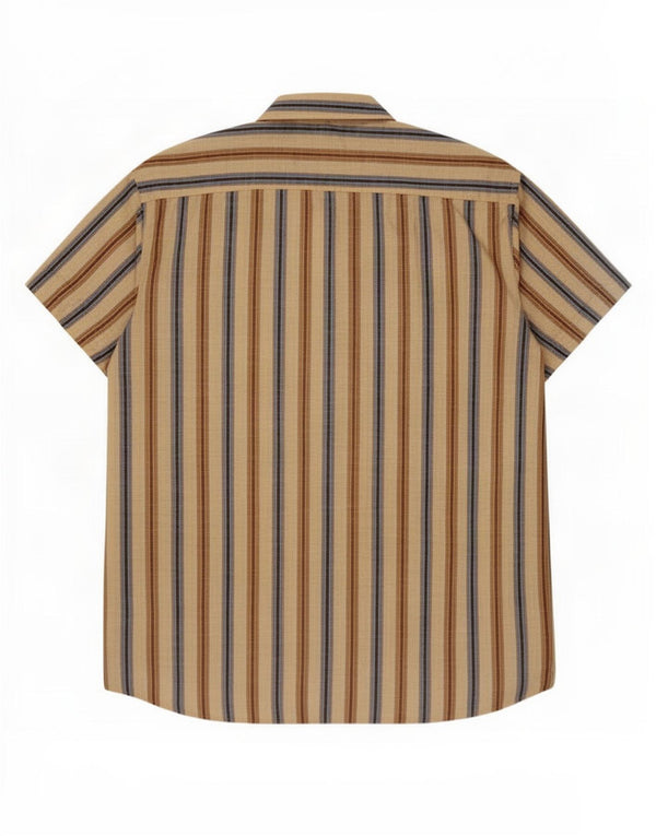 Marlboro Classics Herren Kurzarmhemd 2XL Beige gestreift aus Baumwolle