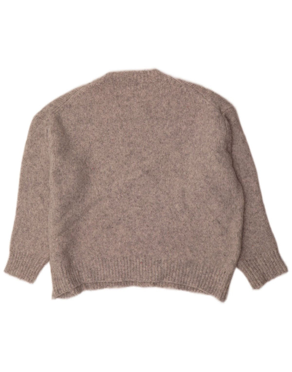 Zara Womens Oversized Crew Neck Jumper Sweater UK 14 Medium Grey Flecked