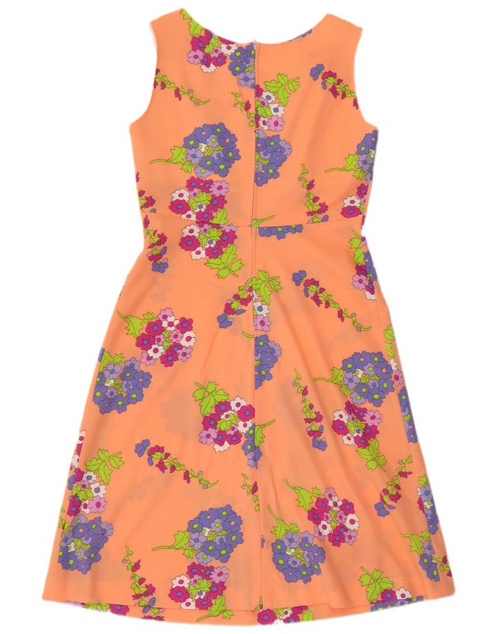 C & A Ärmelloses A-Linien-Kleid für Damen, EU 42, großes orangefarbenes Blumenmuster, Polyester