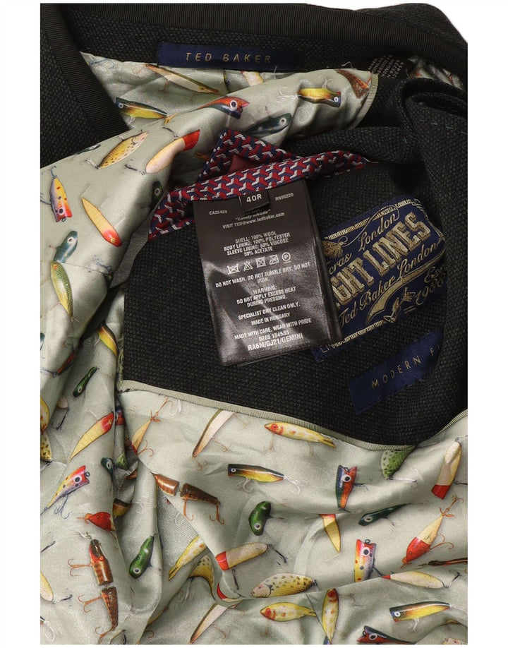Ted Baker Herren-Blazer mit moderner Passform und 2 Knöpfen, Größe 40, große grüne Wolle