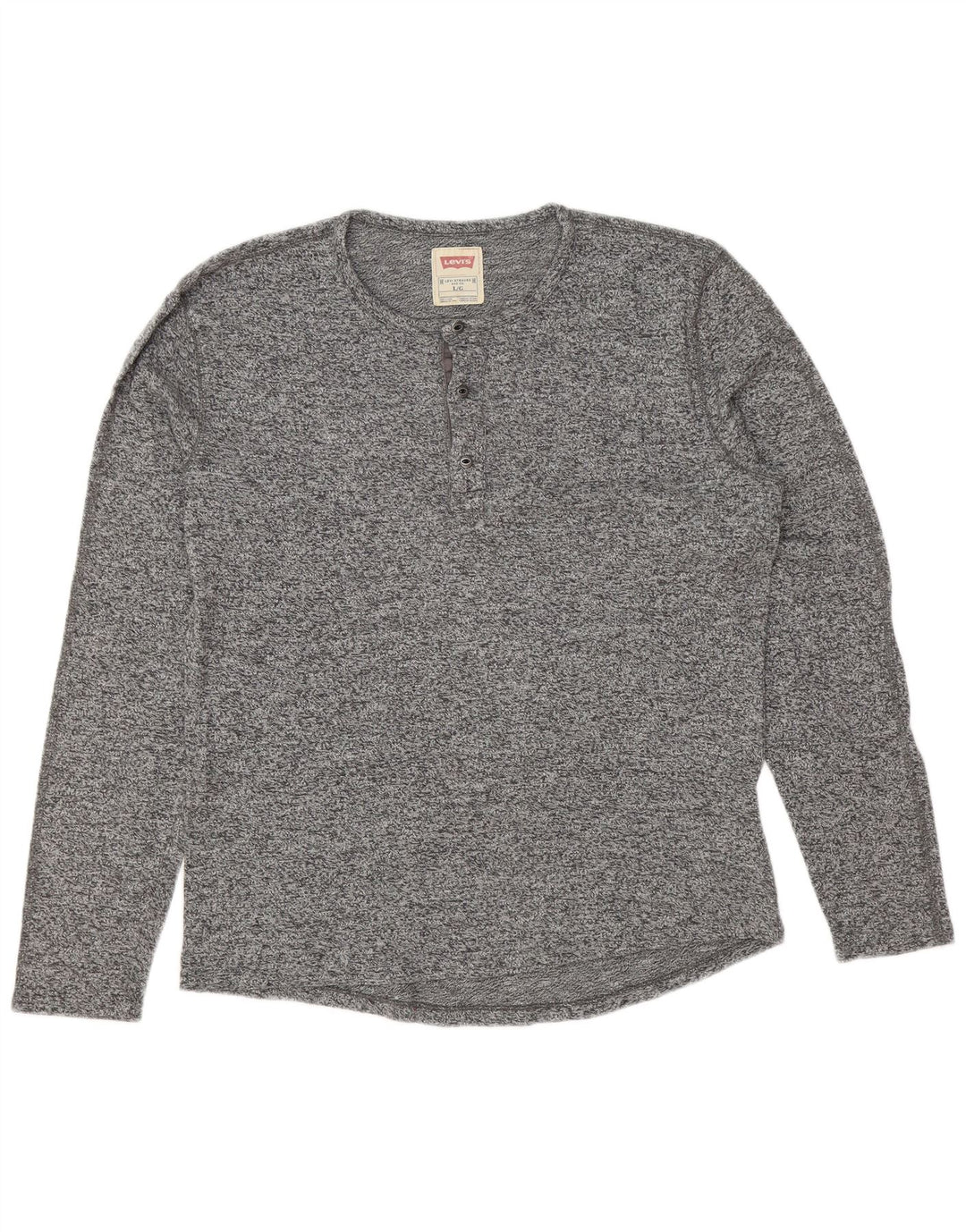 LEVI'S Mens Top Long Sleeve Large Grey Flecked Cotton