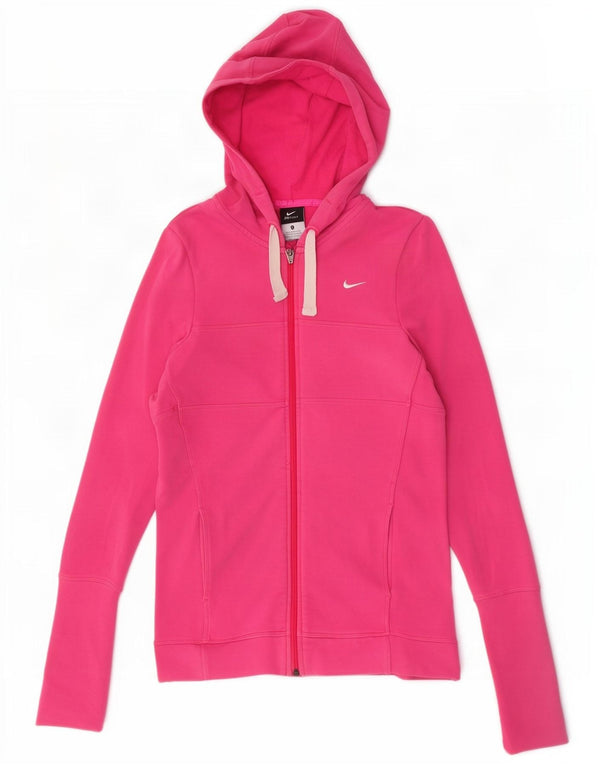 Nike Damen Dri Fit Zip Hoodie Pullover UK 8/10 Small Rosa Baumwolle