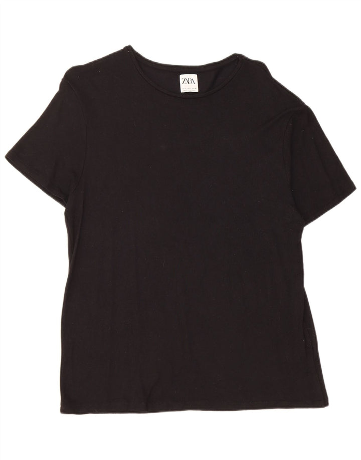 Zara Damen T-Shirt Top UK 16 Large Schwarz