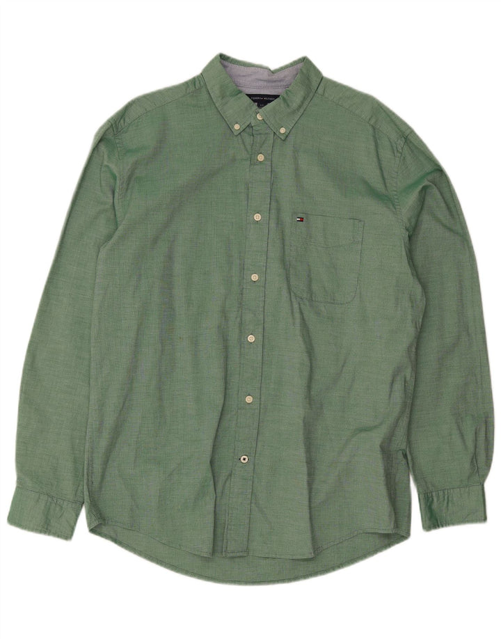 Tommy Hilfiger Herren-Hemd mit klassischer Passform, große grüne Baumwolle