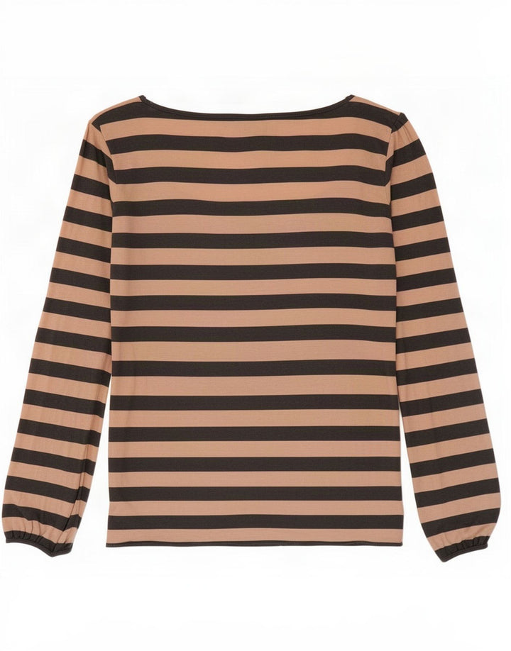 Massimo Dutti Damen Top Langarm UK 10 Kleine rosa gestreifte Viskose
