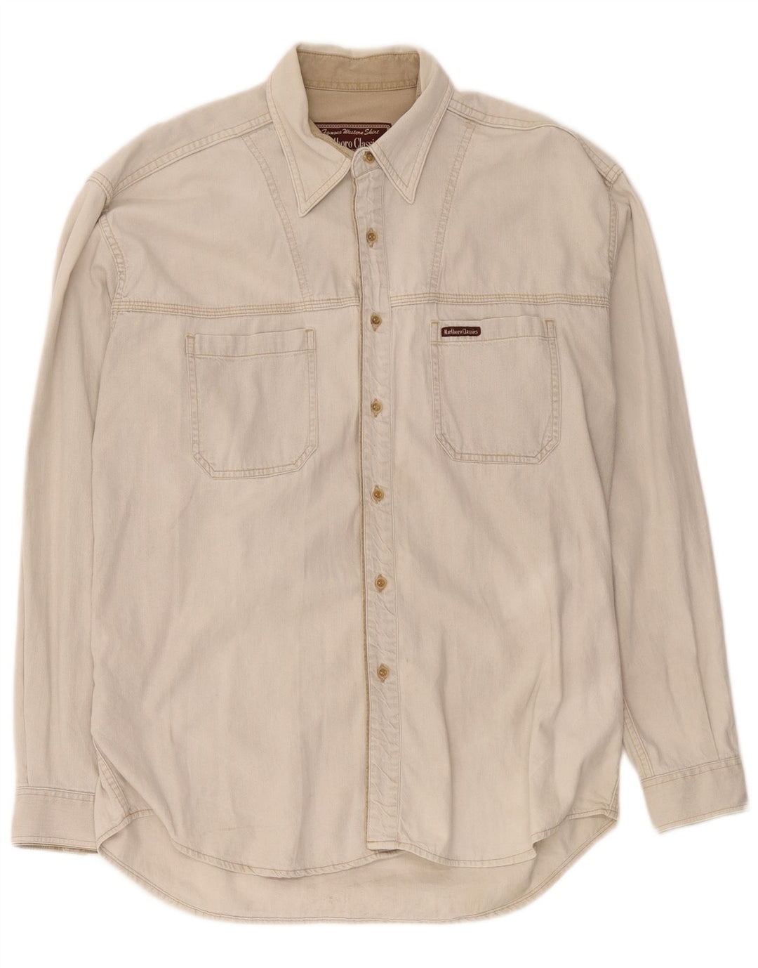 Marlboro Classics Herren-Jeanshemd, Größe L, Beige, Baumwolle