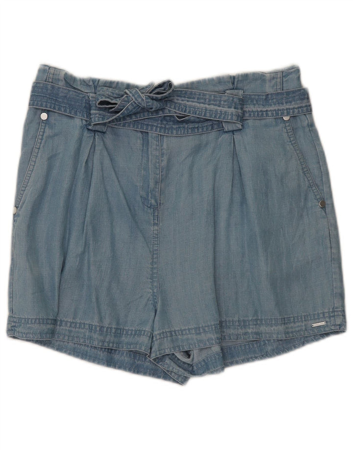 Superdry Damen Chinoshorts UK 10 Small W32 Blau Lyocell