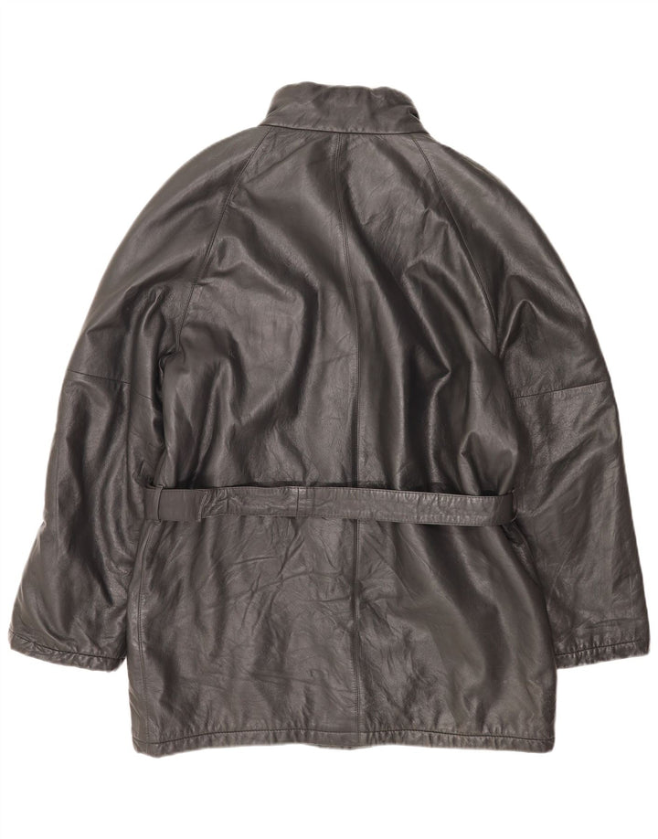VINTAGE Herren Lederjacke IT 54 2XL Schwarzes Leder