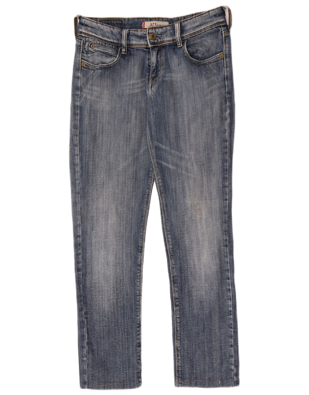 Levi's Damen 571 Slim Jeans W31 L28 Blaue Baumwolle