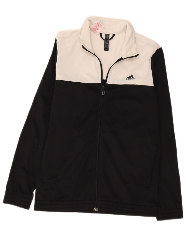 Adidas Jungen-Trainingsanzug-Top-Jacke, 13–14 Jahre, schwarzes Colourblock-Polyester