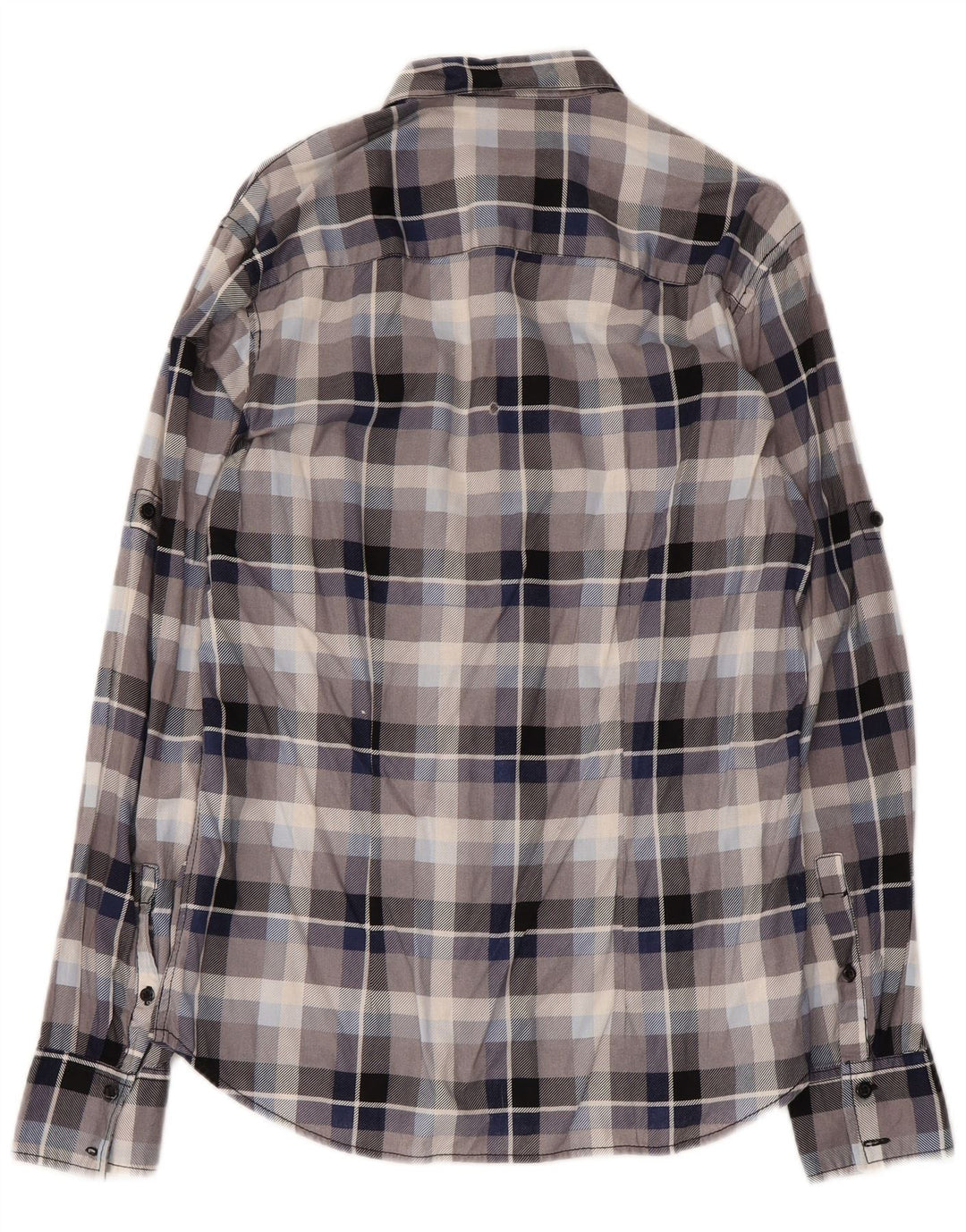 Fishbone Slim-Fit-Flanellhemd für Herren aus mittelblau karierter Baumwolle