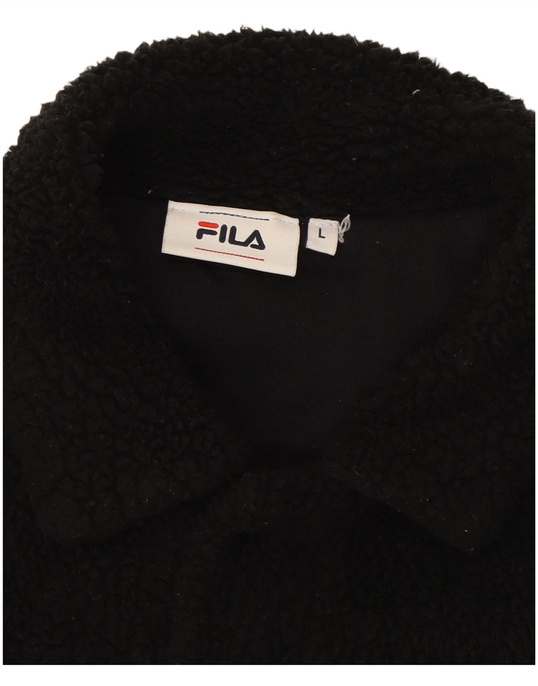 FILA Womens Graphic Fleece Jacket UK 16 Large Black Polyester
