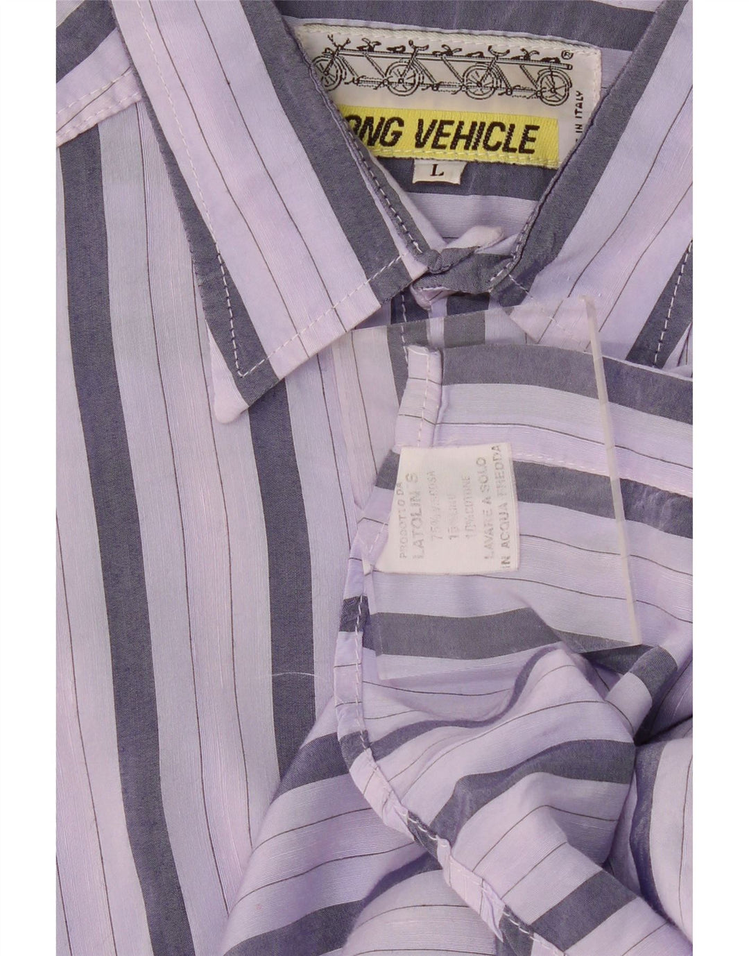 VINTAGE Mens Shirt Large Purple Striped Cotton