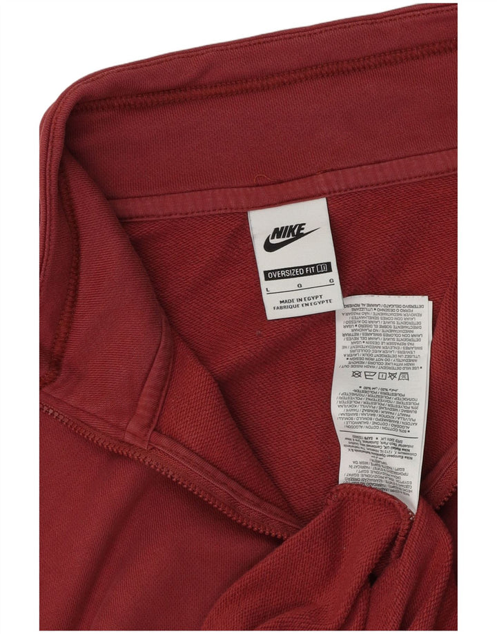NIKE Damen-Sweatshirt in Übergröße mit Grafik und Reißverschluss am Hals, Gr. 16, Rot