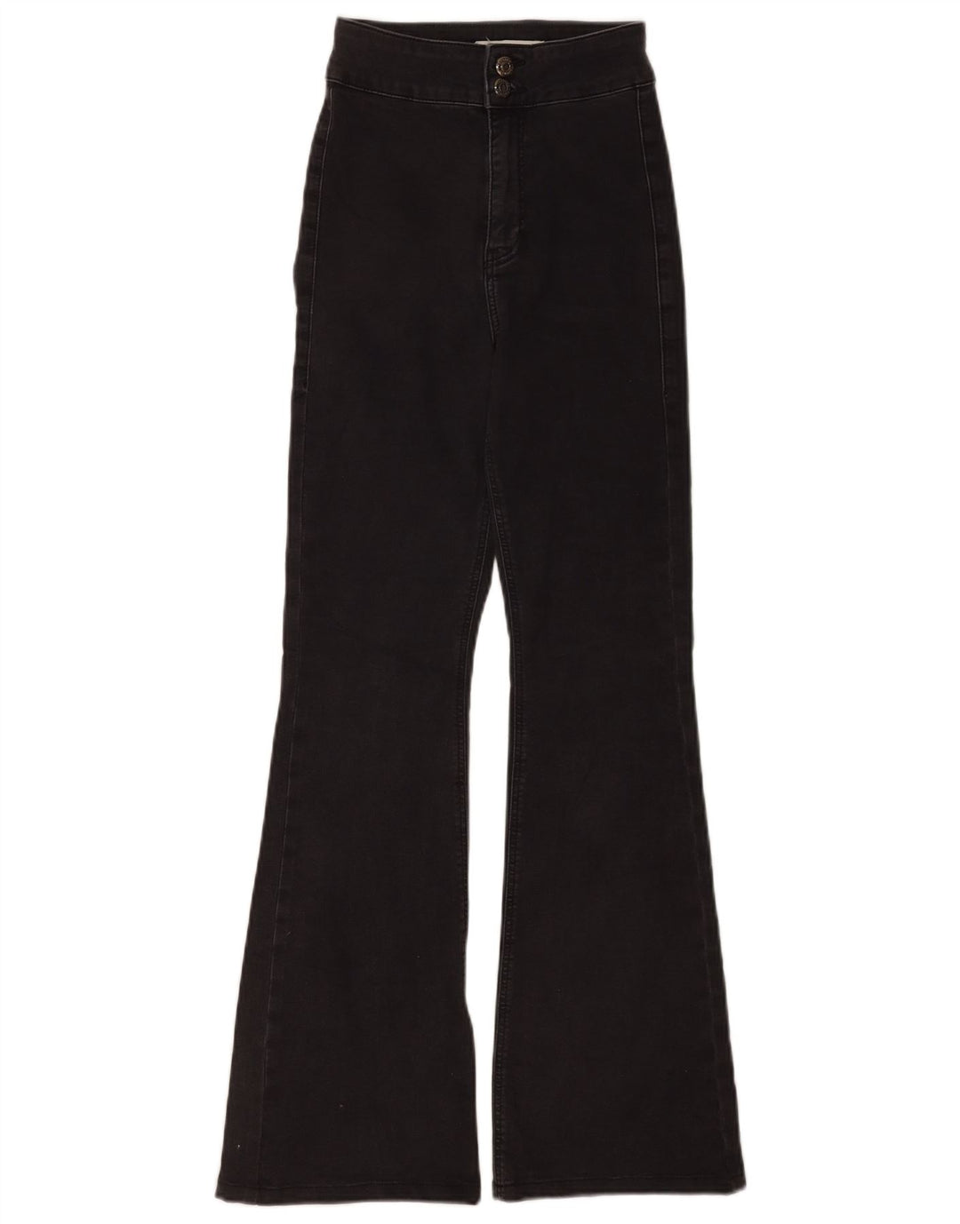 Topshop Damen Three Stripes Flared Jeans W26 L29 Schwarze Baumwolle
