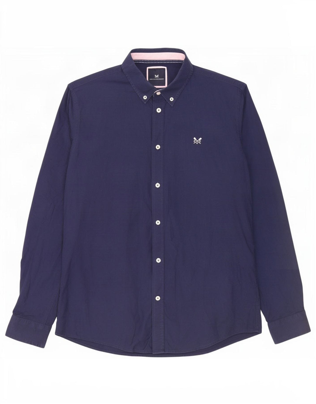 Crew Clothing Herren-Slim-Fit-Hemd aus mittlerer marineblauer Baumwolle
